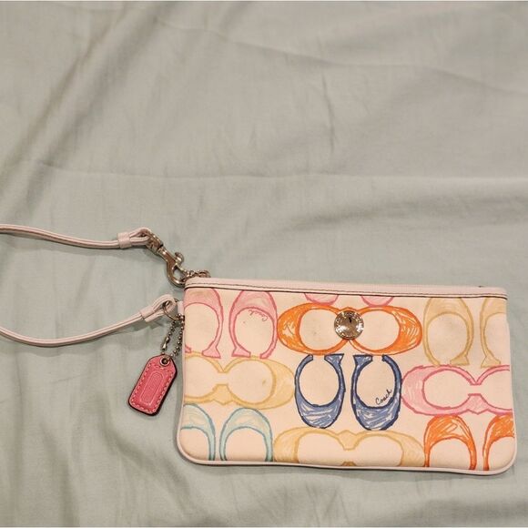 COACH Scribble Signature Pastel Cotton Wristlet - Picture 1 of 4